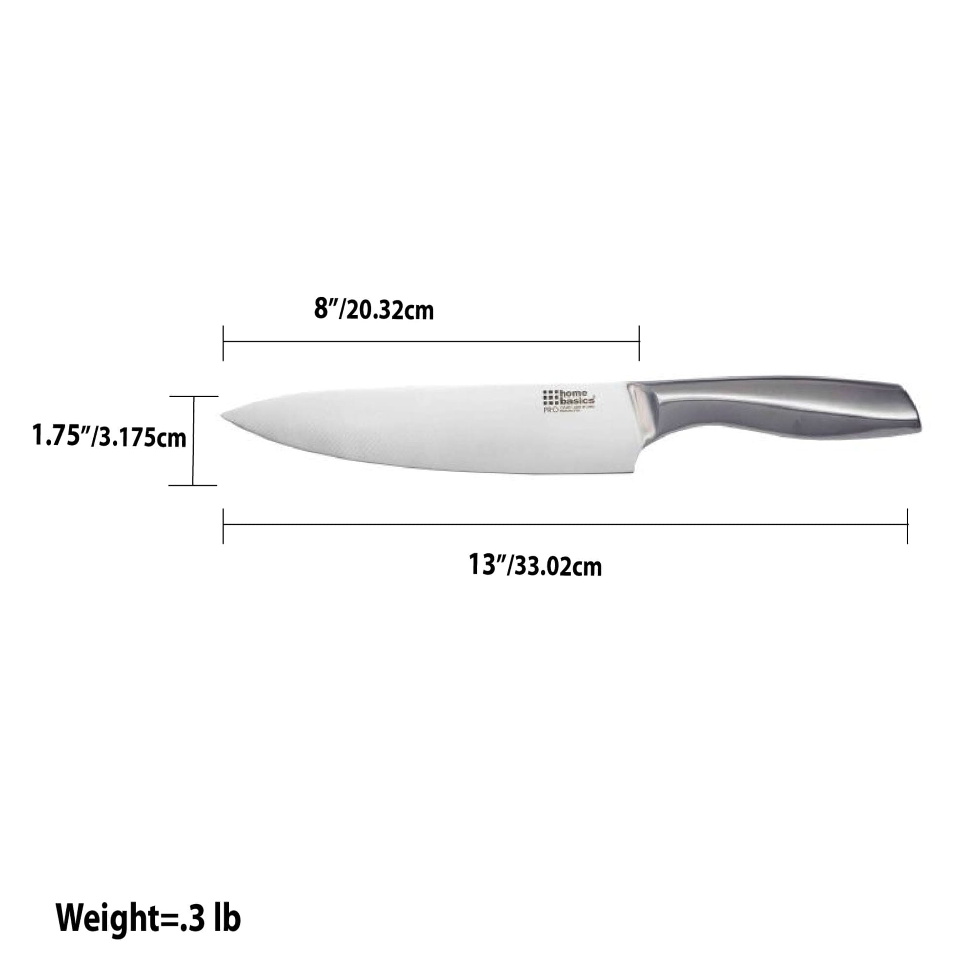 Home Basics 8" Stainless Steel Chef Knife with Handle $5.00 EACH, CASE PACK OF 24