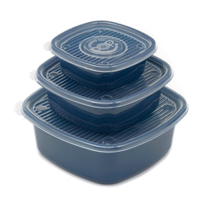 Home Basics 6 Piece Square Plastic Meal Prep Set, Blue $5.00 EACH, CASE PACK OF 8