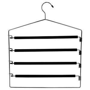 Home Basics 4 Tier Swinging Arm  Steel Pants Hanger with Soft Grip Foam Coated Rods, Black $5 EACH, CASE PACK OF 24