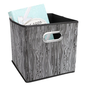 Home Basics Wood Tone Collapsible Non-Woven Storage Bin with Grommet Handle, Black $5.00 EACH, CASE PACK OF 12