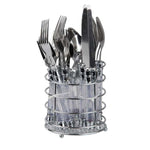 Load image into Gallery viewer, Home Basics 20 Piece Stainless Steel Flatware Set with Plastic Handles and Metal Caddy, Clear $10.00 EACH, CASE PACK OF 12
