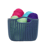 Load image into Gallery viewer, Home Basics 9L Crochet-Designed Plastic Basket, Blue $5.00 EACH, CASE PACK OF 12
