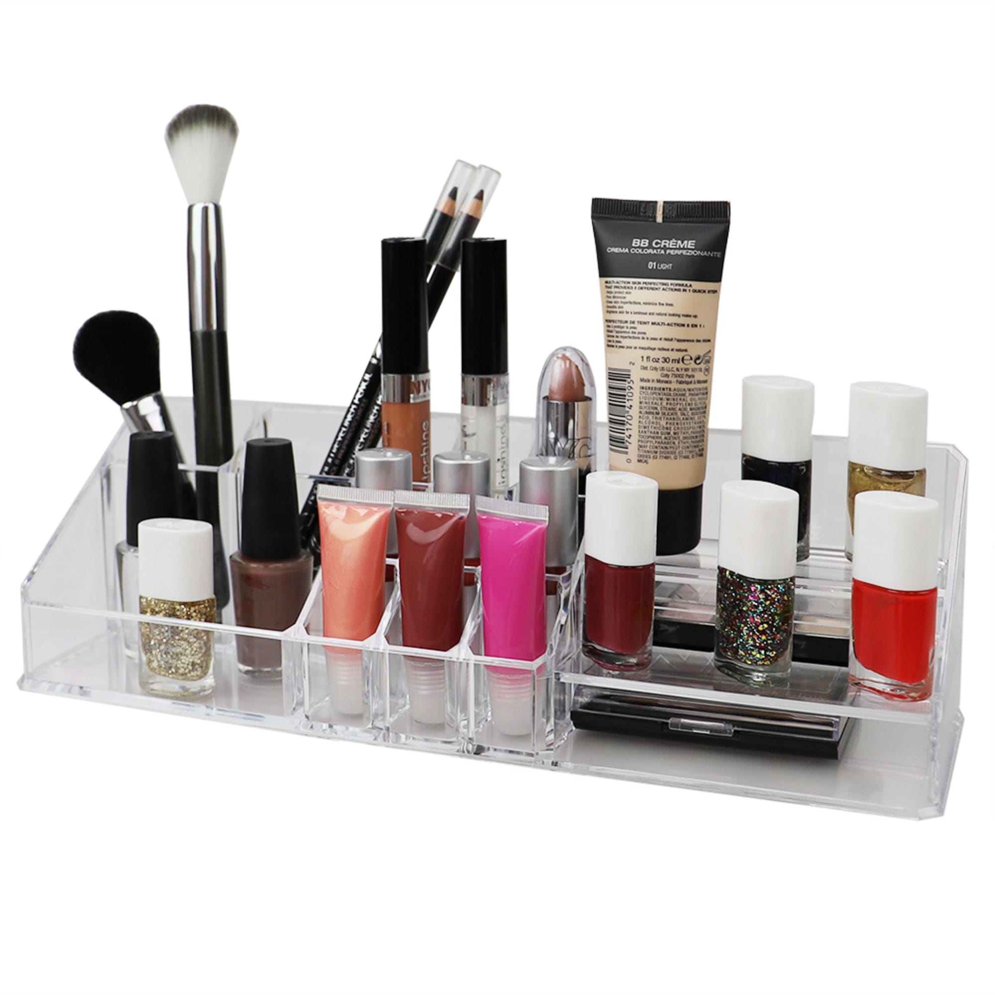Home Basics Deluxe Make up Palette Plastic Cosmetic Organizer, Clear, COSMETIC ORGANIZATION