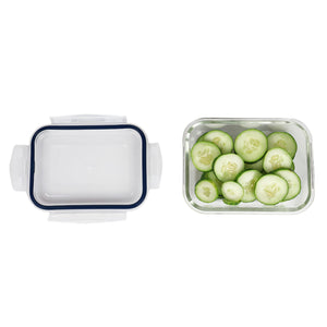 Michael Graves Design 35 Ounce High Borosilicate Glass Rectangle Food Storage Container with Indigo Rubber Seal $6.00 EACH, CASE PACK OF 12