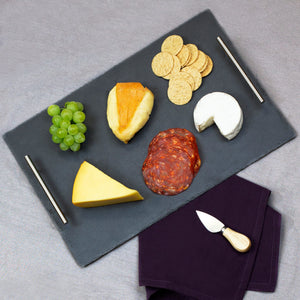 Home Basics Slate Serving Tray with Stainless Steel Handles, Black $10.00 EACH, CASE PACK OF 4