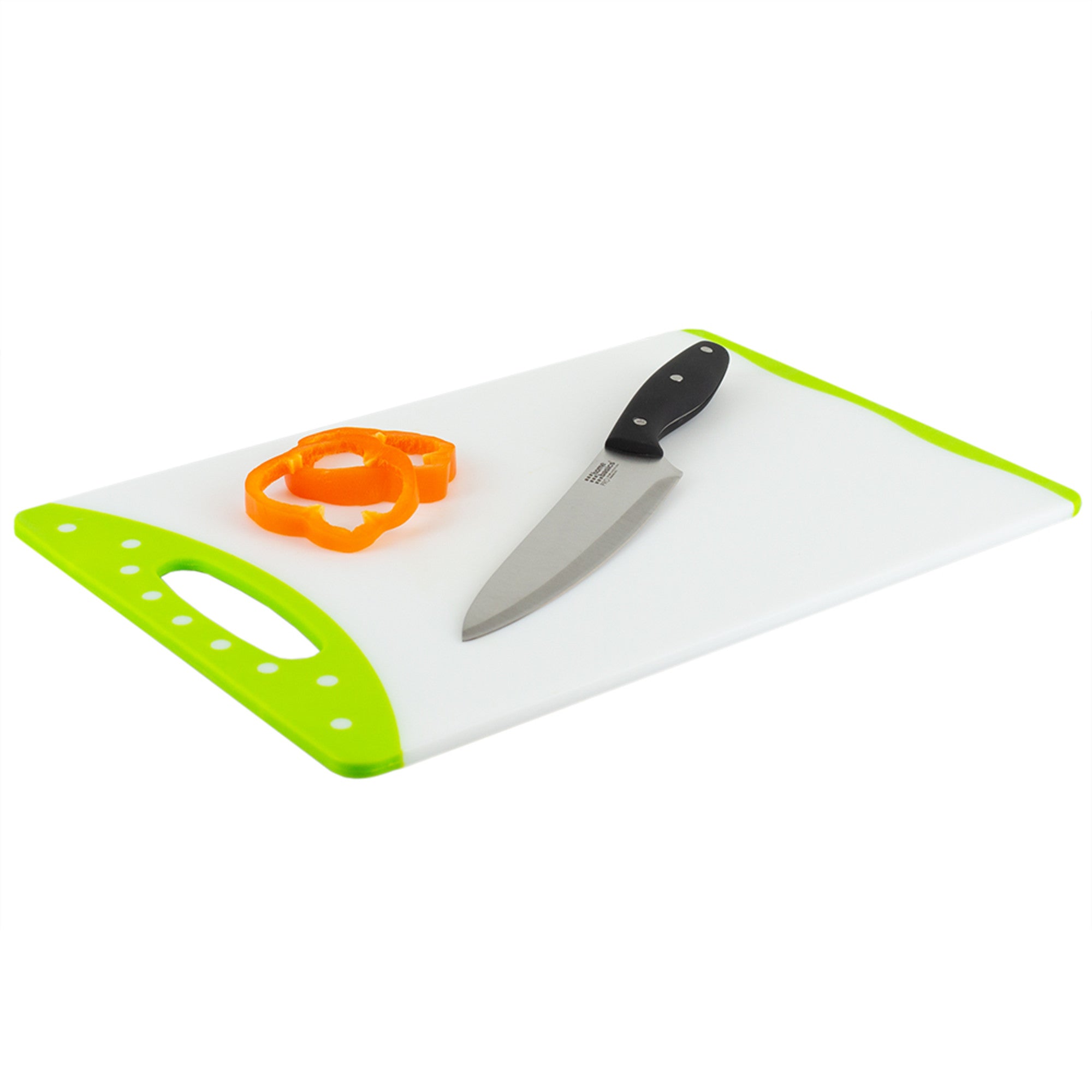 Home Basics Dual Sided Plastic Cutting Board with Non-Slip Edges, (12" x 15") - Assorted Colors