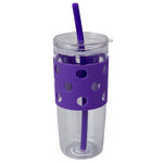 Load image into Gallery viewer, Home Basics Dots 28 oz. Plastic Tumbler with Straw - Assorted Colors
