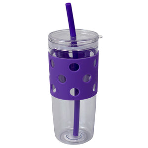 Home Basics Dots 28 oz. Plastic Tumbler with Straw - Assorted Colors