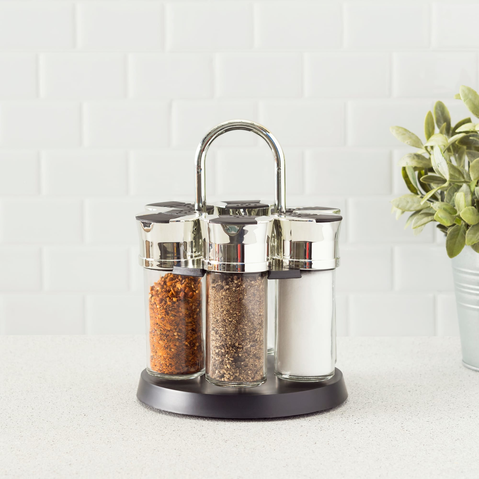 Home Basics Compact Carousel 6-Jar Spice Rack with Steel Carrying Handle, Black $12.00 EACH, CASE PACK OF 12