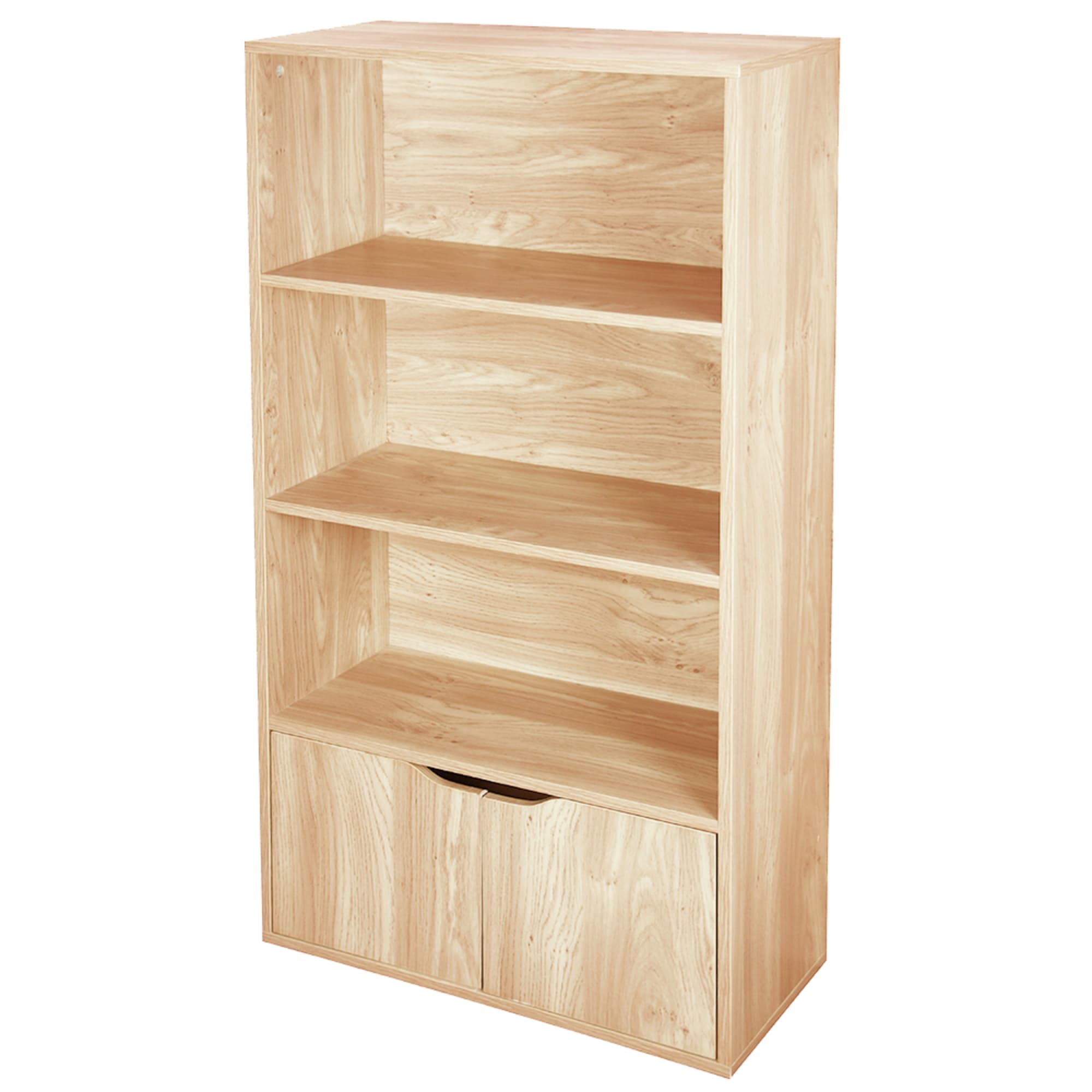 Home Basics 3 Tier Wood Bookcase with Doors, Natural $50.00 EACH, CASE PACK OF 1