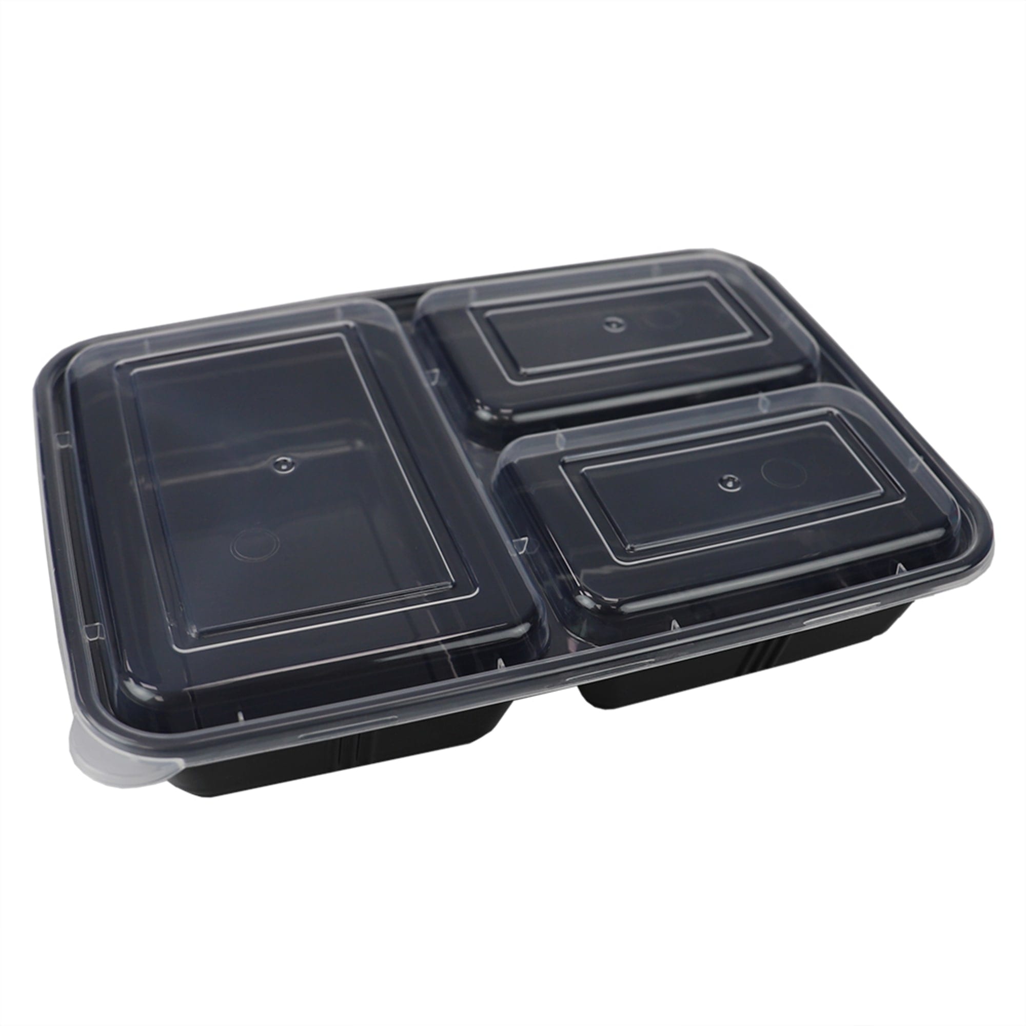 Home Basic 10 Piece 3 Compartment BPA-Free Plastic Meal Prep Containers, Black $4.00 EACH, CASE PACK OF 12
