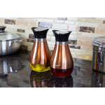 Load image into Gallery viewer, Home Basics 2 Piece Steel Oil and Vinegar Set with See-Through Glass Base, Copper - Assorted Colors

