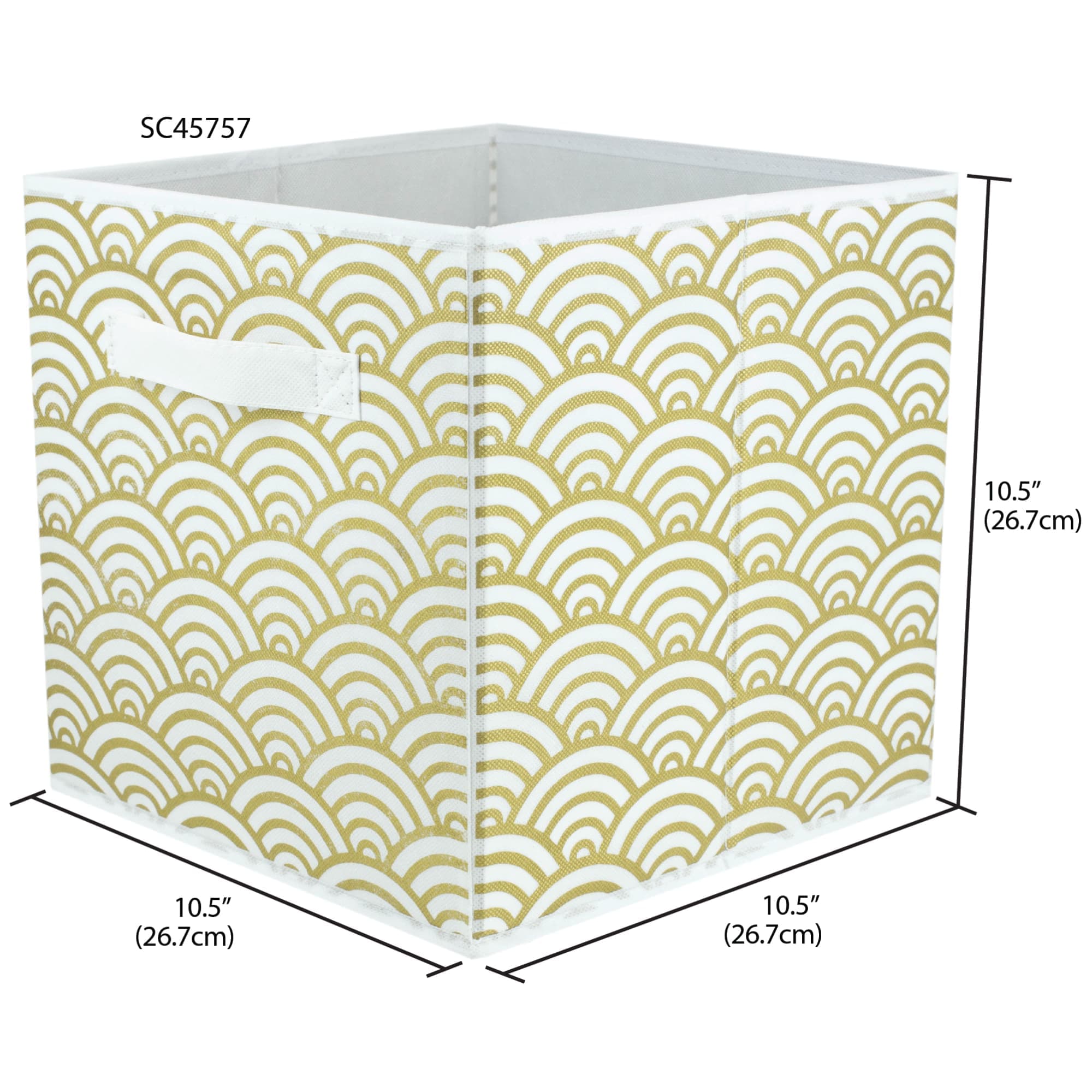 Home Basics Metallic Scallop Collapsible Non-Woven Storage Cube, Gold $3.00 EACH, CASE PACK OF 12
