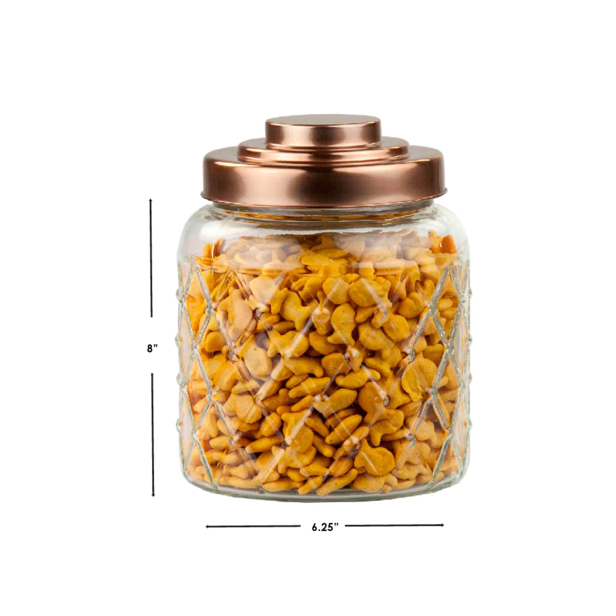 Home Basics Small 2.6 Lt Textured Glass Jar With Gleaming Copper Top $5.00 EACH, CASE PACK OF 6