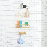 Load image into Gallery viewer, Home Basics Prism 2 Tier Shower Caddy with Built-in Hooks, Gold $10.00 EACH, CASE PACK OF 6
