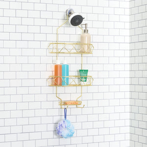 Home Basics Prism 2 Tier Shower Caddy with Built-in Hooks, Gold $10.00 EACH, CASE PACK OF 6