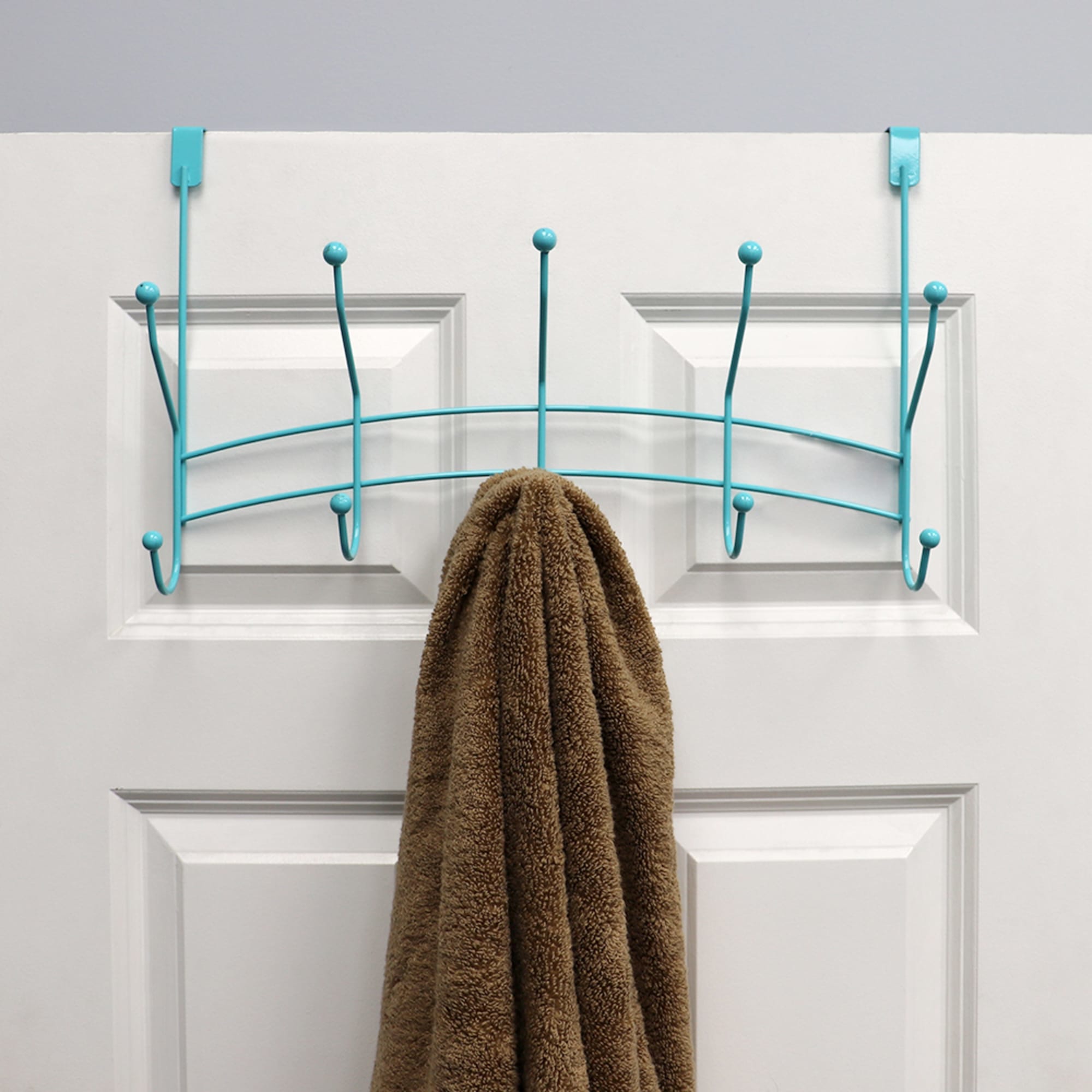 Home Basics Shelby 5 Hook Over the Door Hanging Rack, Turquoise $5.00 EACH, CASE PACK OF 12