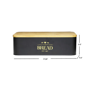 Home Basics Bistro Tin Bread Box with Bamboo Lid, Black $15.00 EACH, CASE PACK OF 4