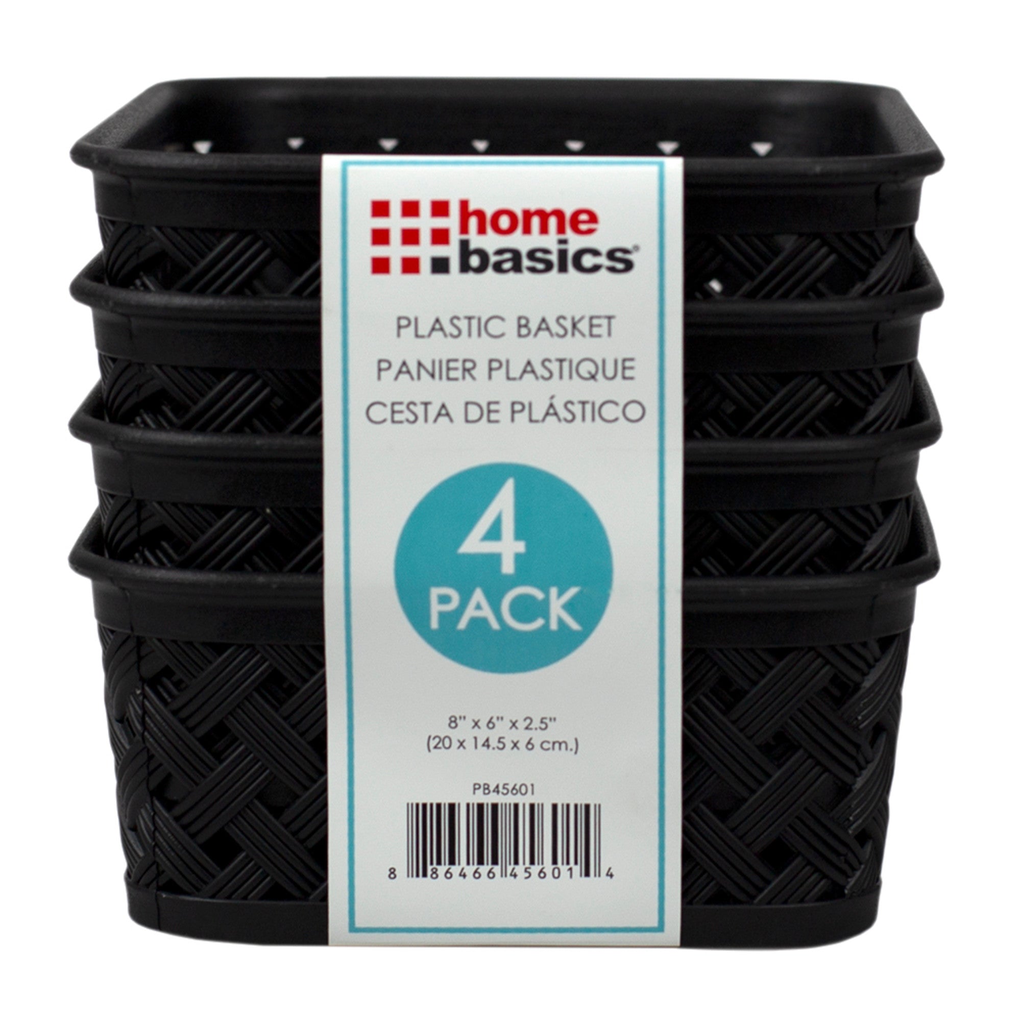 Home Basics Triple Woven 7.75" x 5.25" x 2.5" Multi-Purpose Stackable Plastic Storage Basket, (Pack of 4) - Assorted Colors