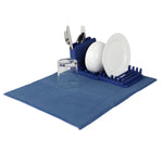 Load image into Gallery viewer, Michael Graves Design 3 Section Plastic  Dish Drying Rack with Super Absorbent Microfiber Mat, Indigo $8.00 EACH, CASE PACK OF 6
