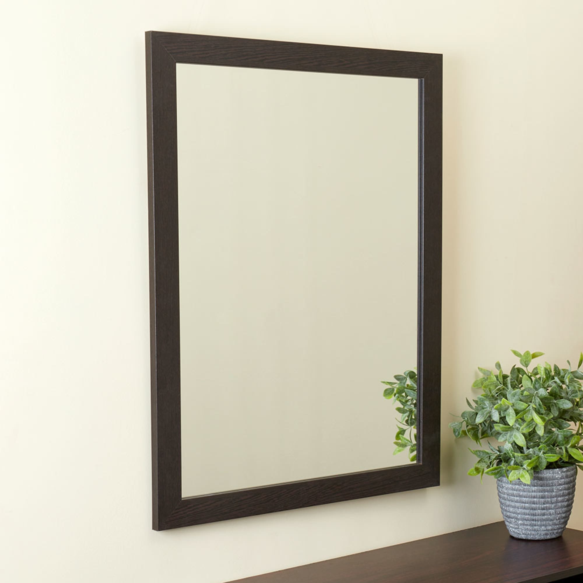 Home Basics Framed Painted MDF 18” x 24” Wall Mirror, Mahogany $10.00 EACH, CASE PACK OF 6