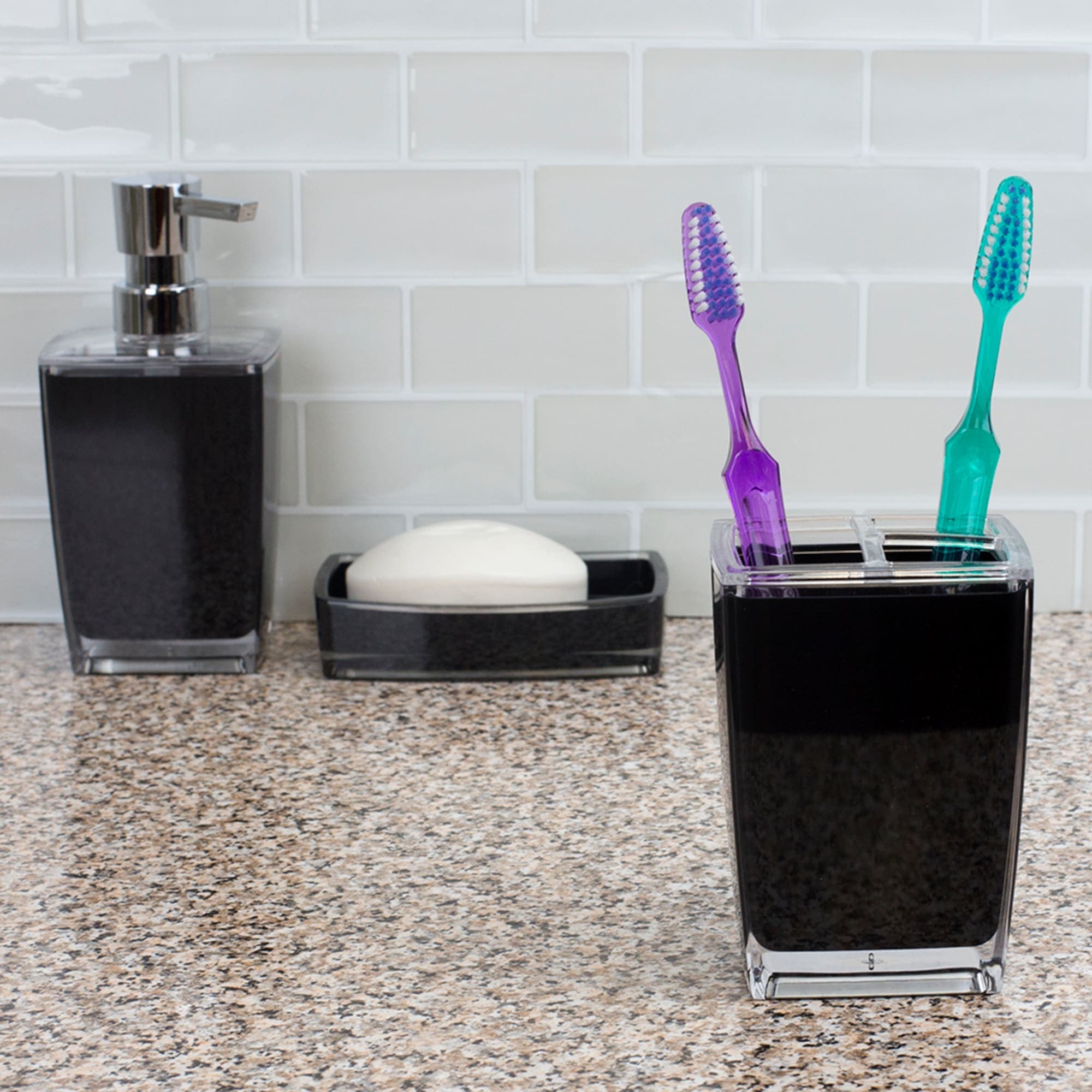 Home Basics Acrylic Plastic Toothbrush Holder, Black $3.00 EACH, CASE PACK OF 24