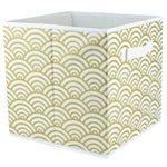 Load image into Gallery viewer, Home Basics Metallic Scallop Collapsible Non-Woven Storage Cube, Gold $3.00 EACH, CASE PACK OF 12
