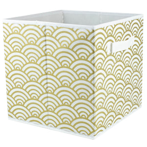 Home Basics Metallic Scallop Collapsible Non-Woven Storage Cube, Gold $3.00 EACH, CASE PACK OF 12