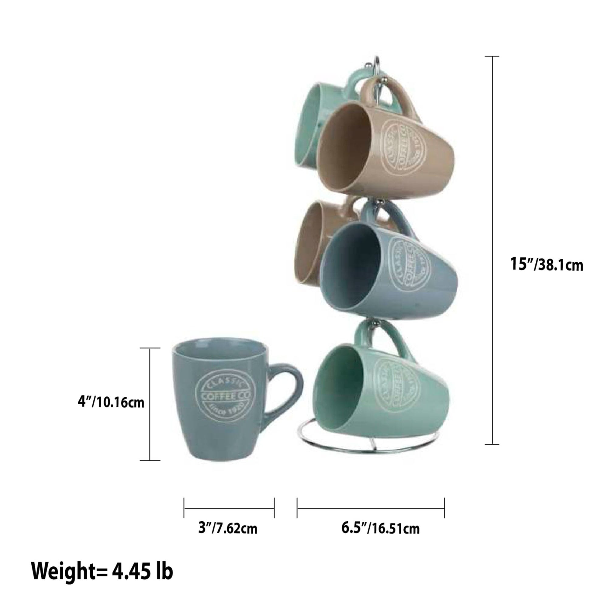 Home Basics Classic Coffee 6 Piece Mug Set with Stand $15 EACH, CASE PACK OF 6