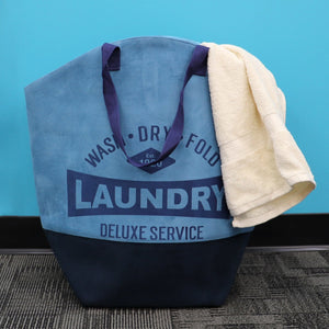 Home Basics Deluxe Service Wash Dry Fold Canvas Laundry Tote, Blue $10.00 EACH, CASE PACK OF 6
