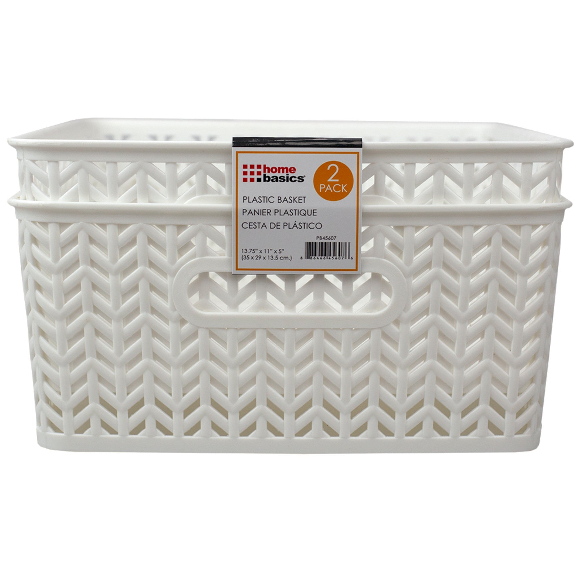 Home Basics Chevron 14" x 12" x 5.25" Multi-Purpose Stackable Plastic Storage Basket, (Pack of 2) - Assorted Colors