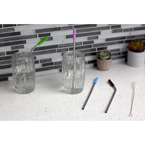 Home Basics Soft Silicone Tip Stainless Steel Straw Set, Multi-color, (Pack of 5) $2 EACH, CASE PACK OF 24