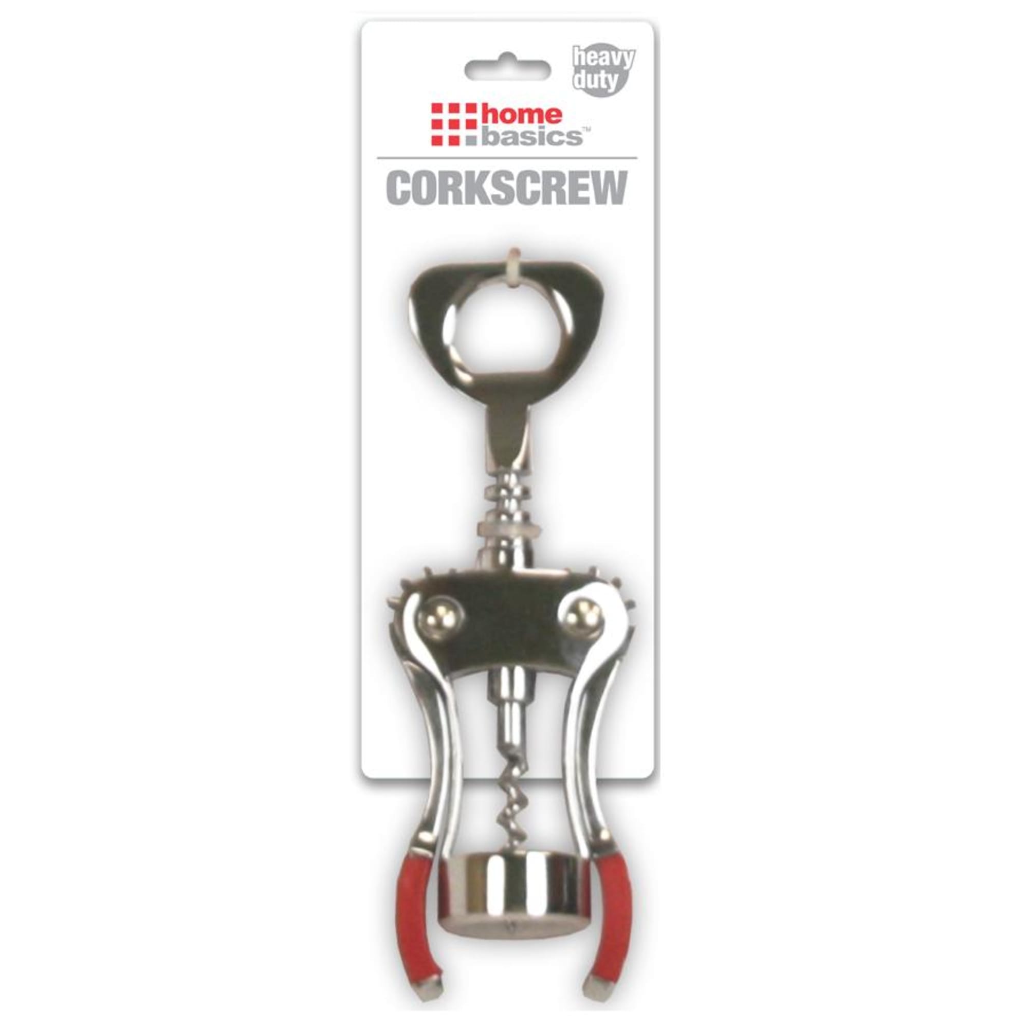 Home Basics Winged  Zinc Plated Steel Cork Screw Wine Opener with Rubberized Grips, Red $5.00 EACH, CASE PACK OF 24