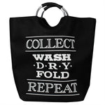 Load image into Gallery viewer, Home Basics Collect Laundry Canvas Hamper Tote with Soft Grip Handles, Black $12.00 EACH, CASE PACK OF 6
