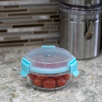 Load image into Gallery viewer, Home Basics Leak Proof 13 oz.  Round Borosilicate Glass Food Storage Container with Air-tight Plastic Lid, Turquoise $3.00 EACH, CASE PACK OF 12
