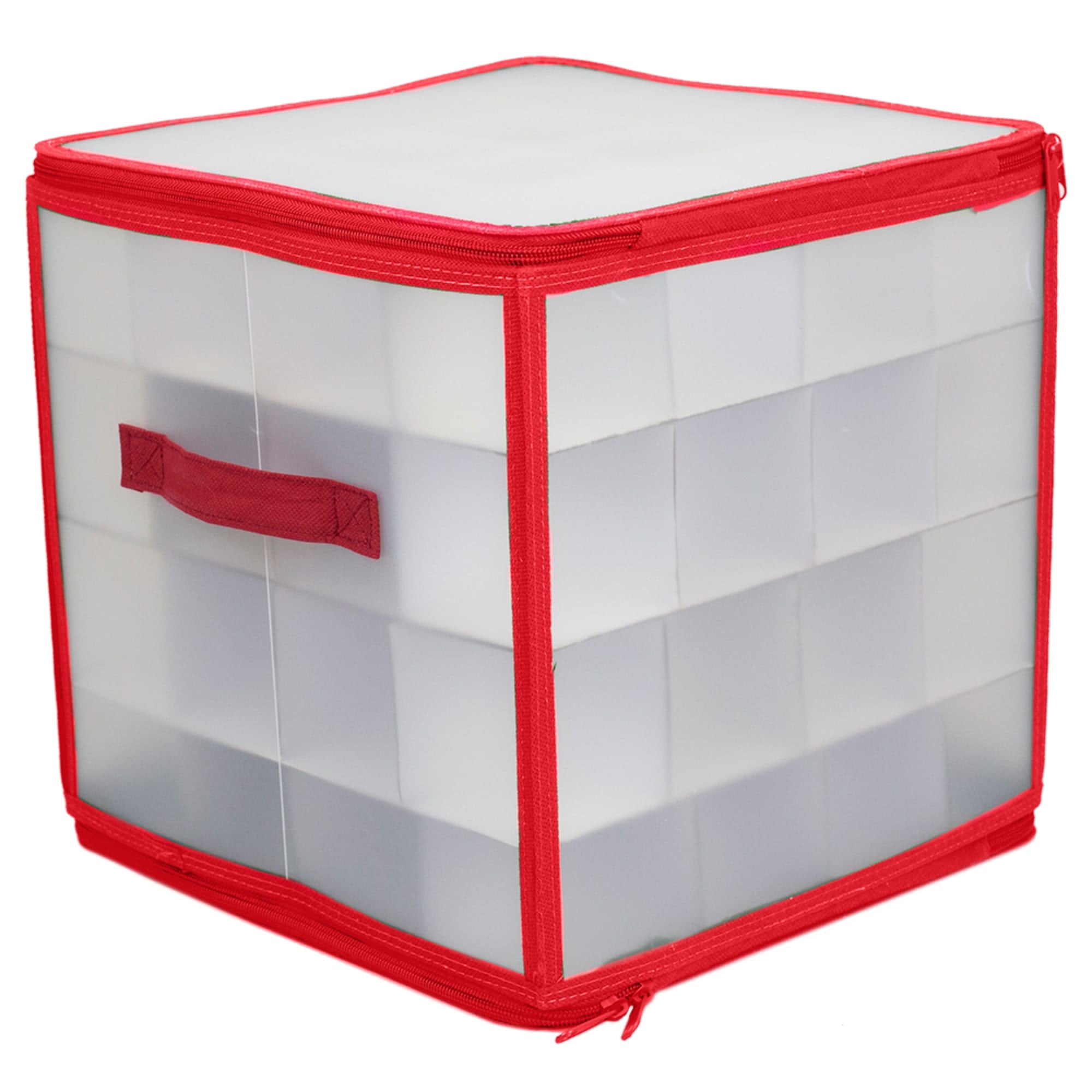 Home Basics Zippered  64 Ornament Storage Box, Red $8.00 EACH, CASE PACK OF 12