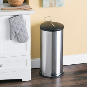 Home Basics 30 Liter Brushed Stainless Steel  with Plastic Top Waste Bin, Silver $40.00 EACH, CASE PACK OF 2