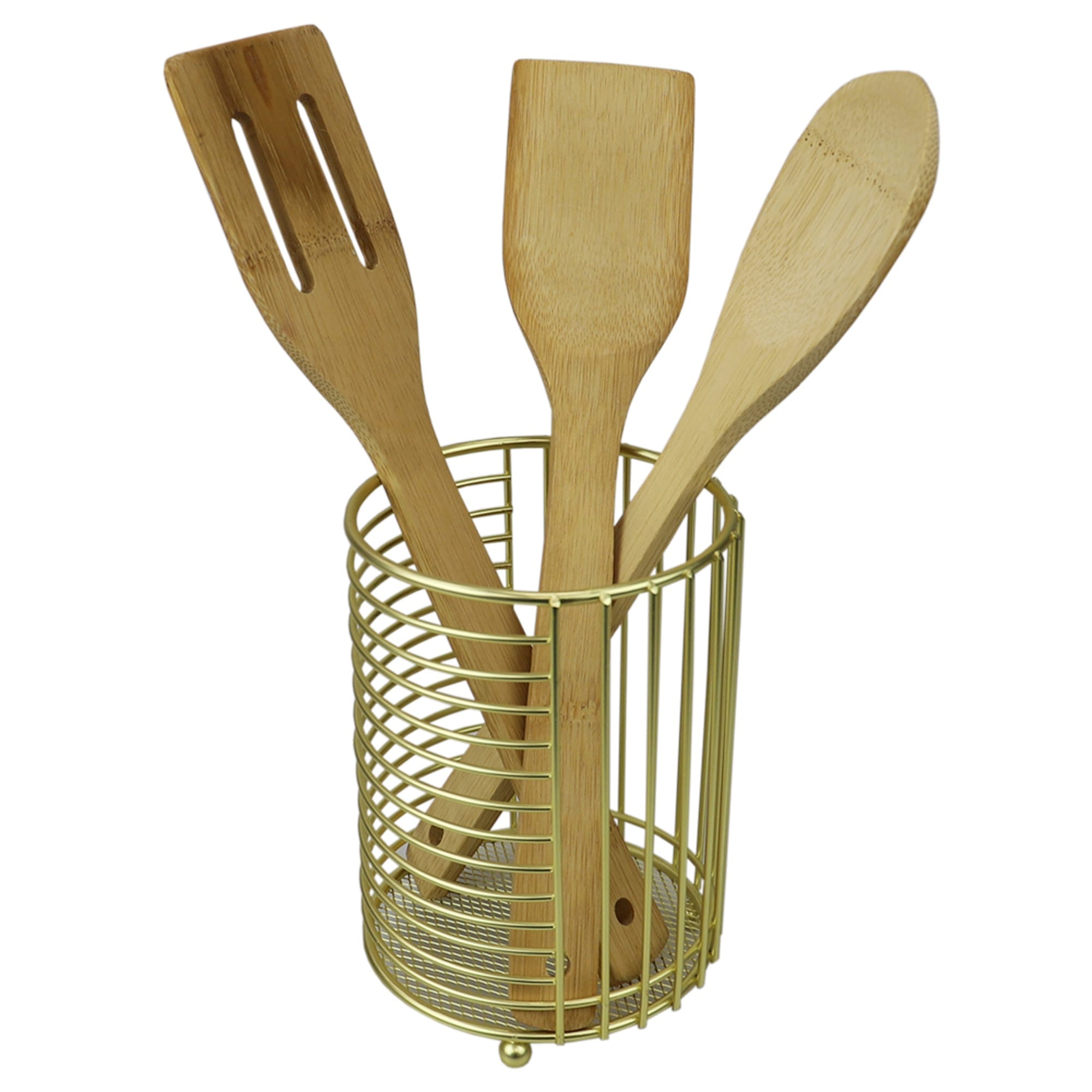 Home Basics Halo Steel Cutlery Holder with Mesh Bottom and Non-Skid Feet, Gold $4.00 EACH, CASE PACK OF 12