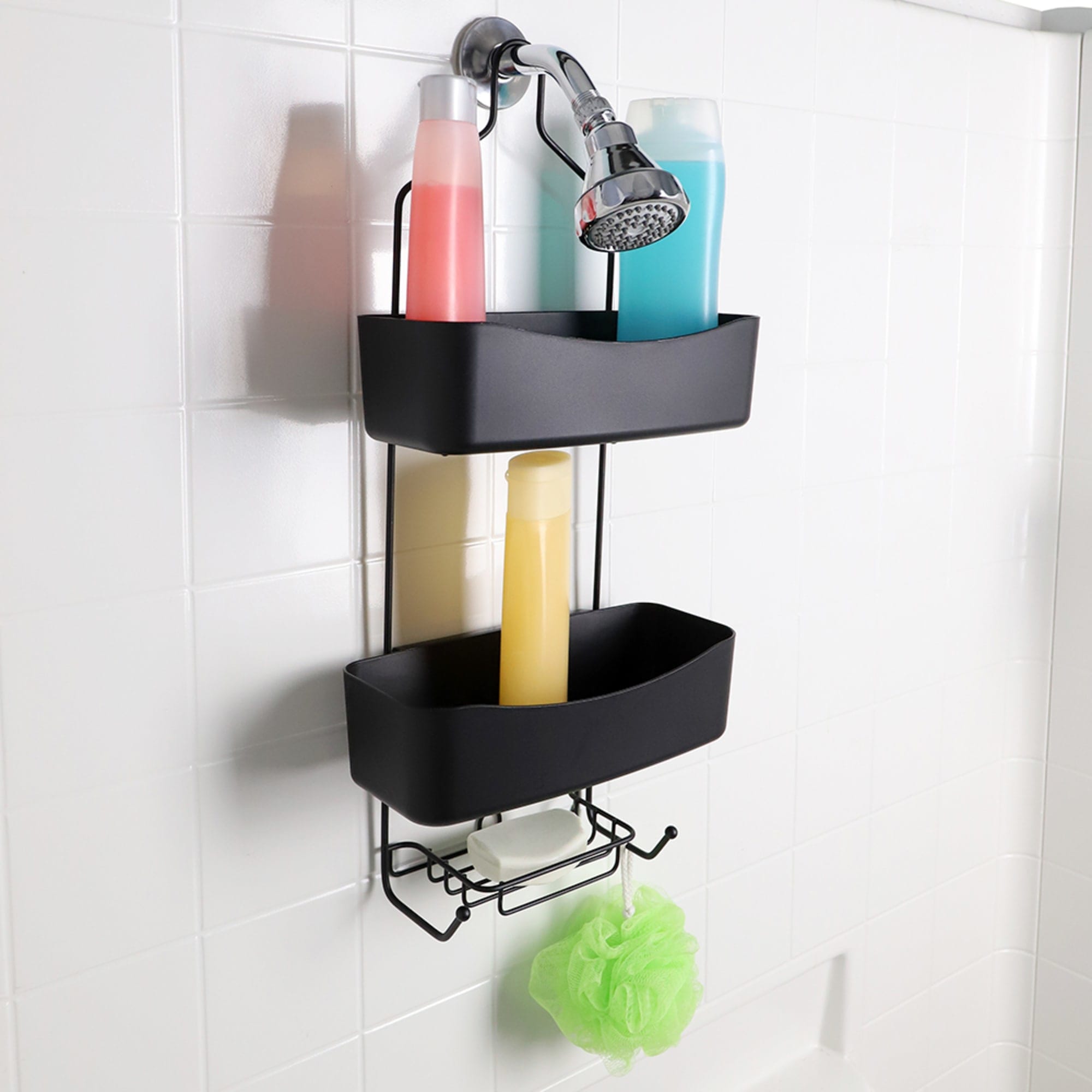 Home Basics 2 Tier Shower Caddy with Plastic Baskets, Black $10.00 EACH, CASE PACK OF 6