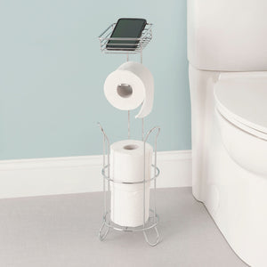 Home Basics Free Standing Dispensing Toilet Paper Holder with Built-in Accessory Tray, Silver $12.00 EACH, CASE PACK OF 6