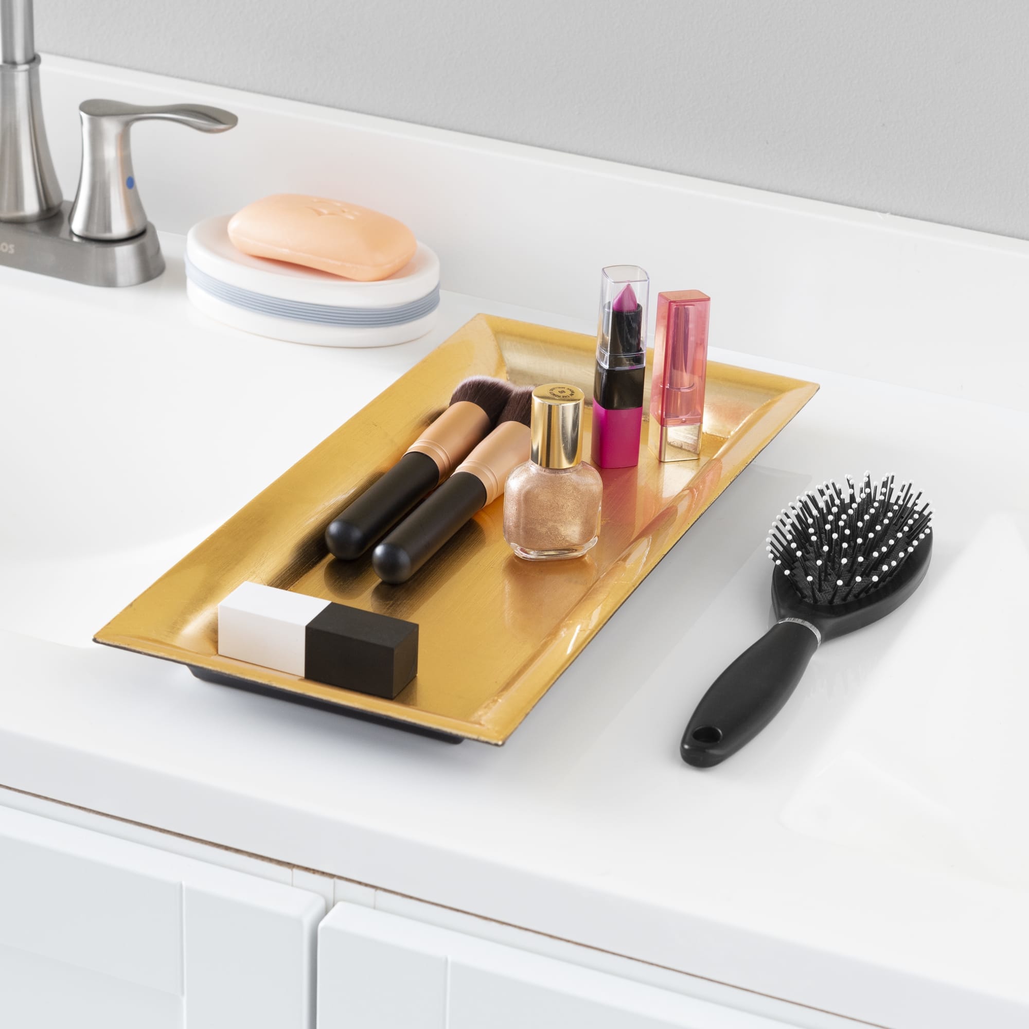 Home Basics Plastic Vanity Tray, Gold $4.00 EACH, CASE PACK OF 12