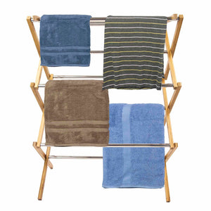 Home Basics Bamboo and Stainless Steel  Foldable Drying Rack $30.00 EACH, CASE PACK OF 6