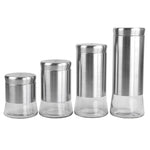 Load image into Gallery viewer, Michael Graves Design Essence 4 Piece Stainless Steel Canister Set with Clear Glass Bottom, Silver $15.00 EACH, CASE PACK OF 4
