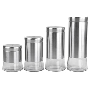 Michael Graves Design Essence 4 Piece Stainless Steel Canister Set with Clear Glass Bottom, Silver $15.00 EACH, CASE PACK OF 4