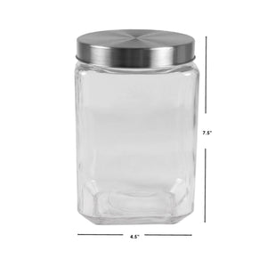 Home Basics 56 oz. Square Glass Canister with Brushed Stainless Steel Screw-on Lid Clear $3.50 EACH, CASE PACK OF 12