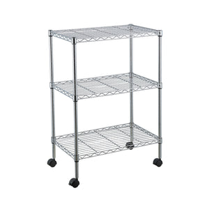 Home Basics 3 Tier Wire Shelf Rack with Wheels, Chrome $50.00 EACH, CASE PACK OF 1