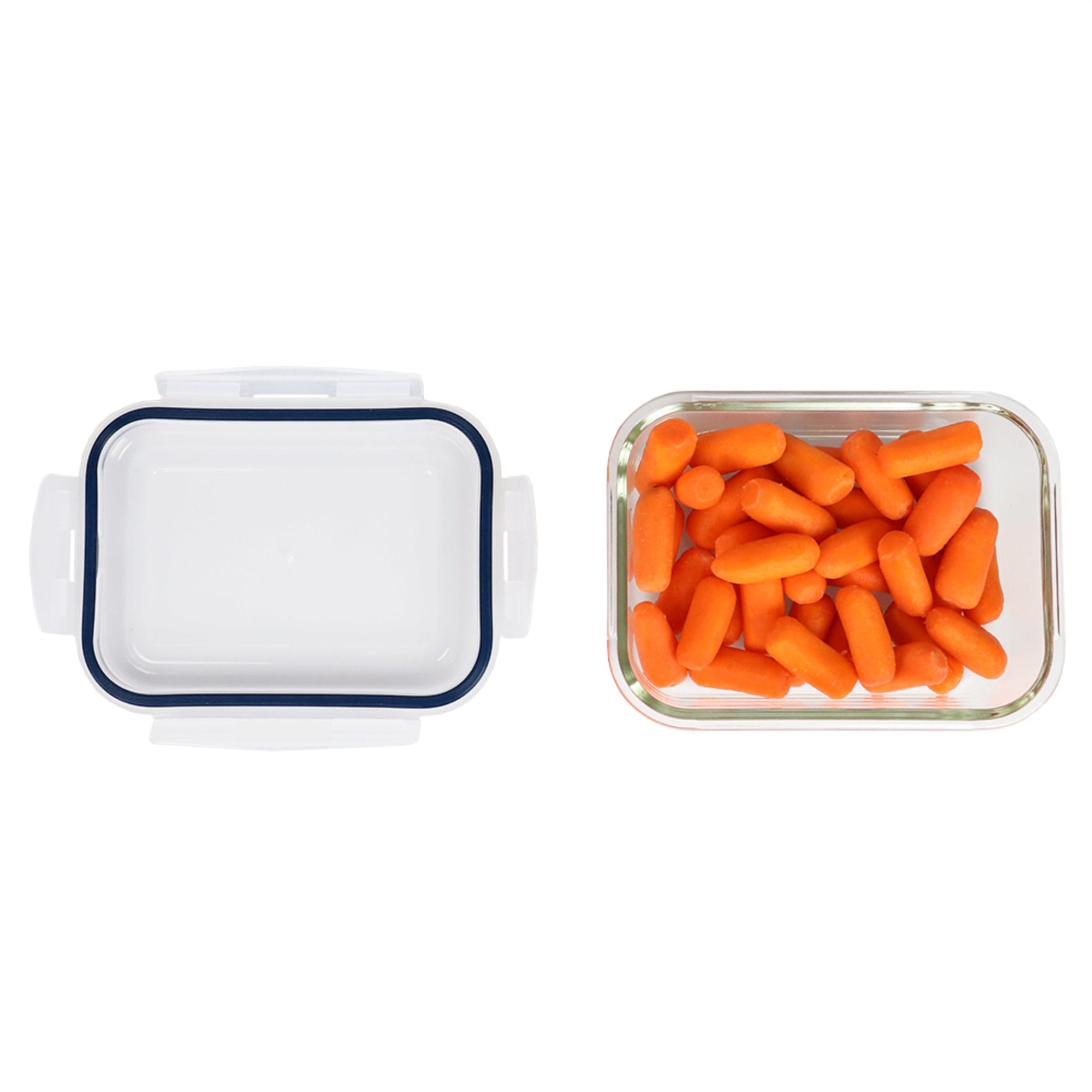 Michael Graves Design 51 Ounce High Borosilicate Glass Rectangle Food Storage Container with Indigo Rubber Seal $8.00 EACH, CASE PACK OF 12