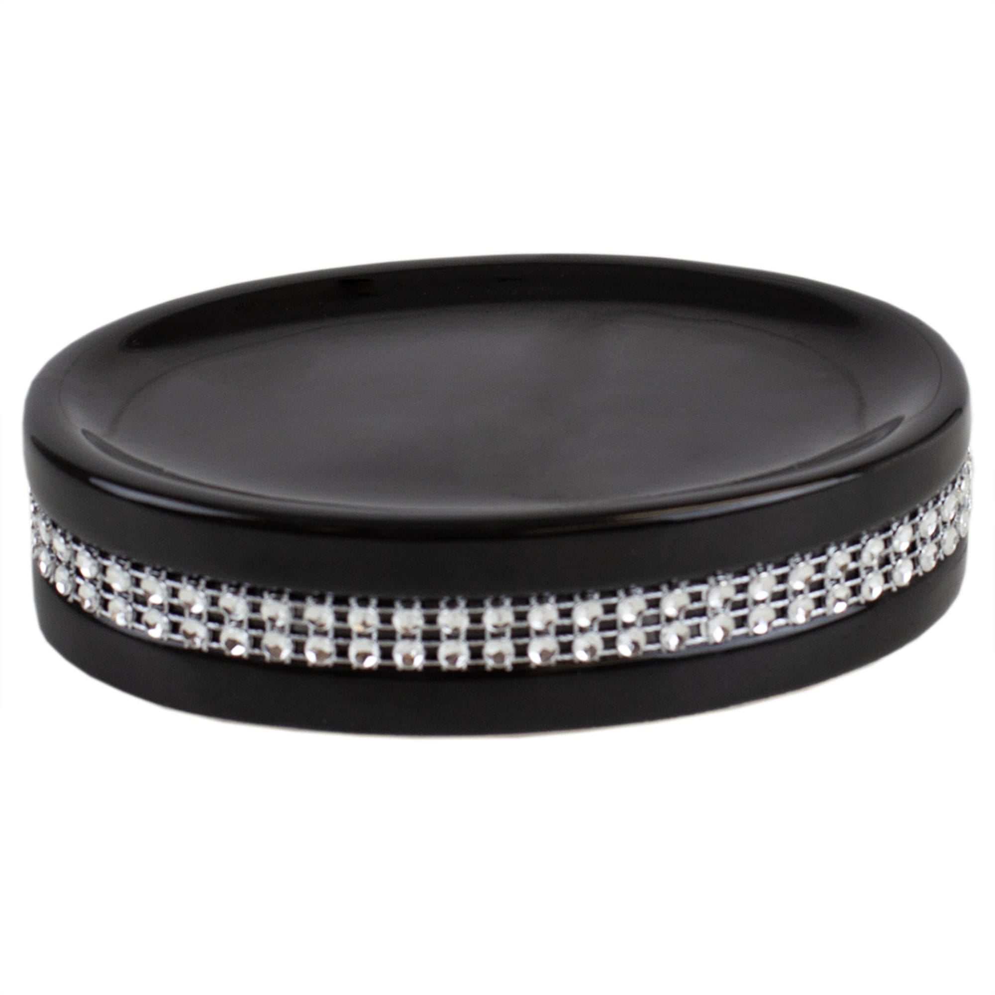 Home Basics 4 Piece Luxury Bath Accessory Set with Stunning Sequin Accents, Black $10.00 EACH, CASE PACK OF 12
