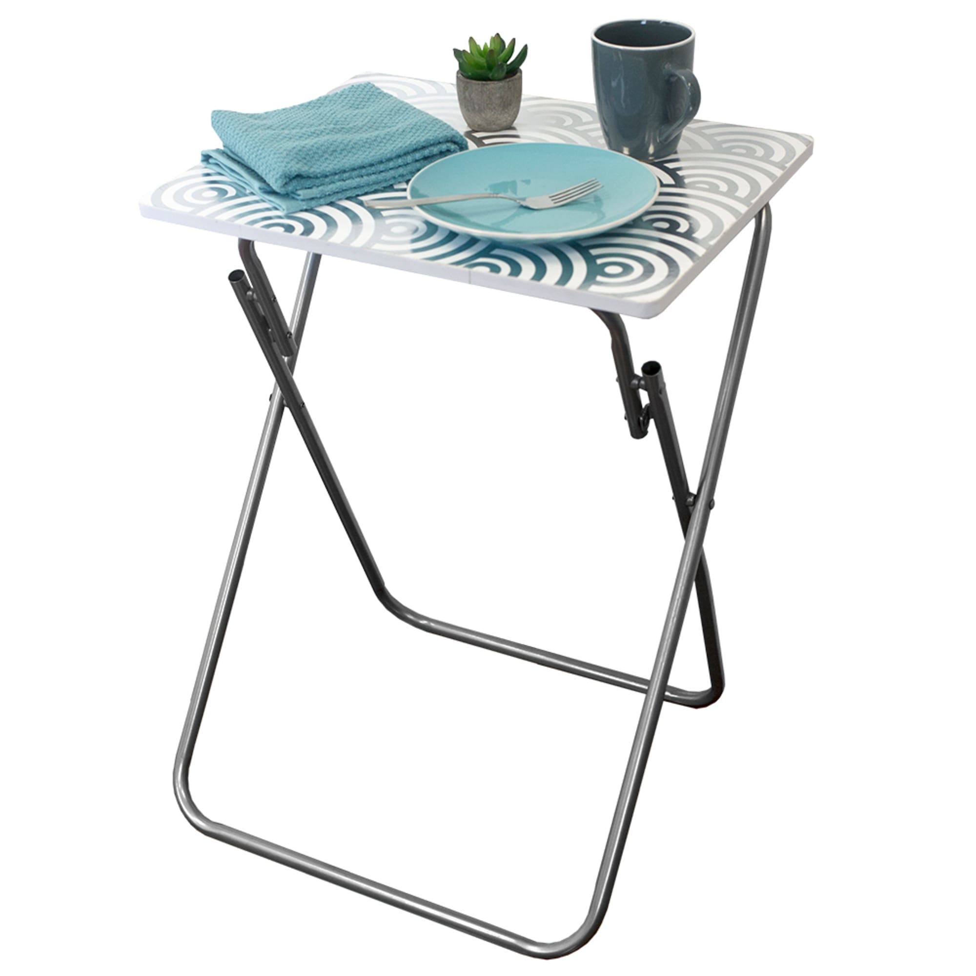 Home Basics Metallic Multi-Purpose Foldable Table, Silver $15.00 EACH, CASE PACK OF 6