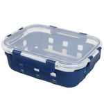 Load image into Gallery viewer, Michael Graves Design Rectangle Large 35 Ounce High Borosilicate Glass Food Storage Container with Plastic Lid, Indigo $8.00 EACH, CASE PACK OF 12
